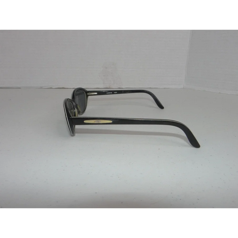 Nine West Lucky/S Sunglasses Black Cream Oval Frame Dark Lens AH 135 1K6P